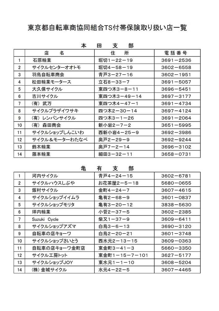 TS取扱店舗一覧